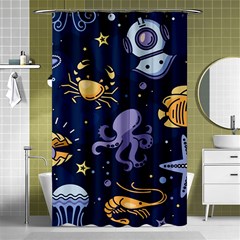 Marine Seamless Pattern Thin Line Memphis Style Shower Curtain 48  X 72  (small)  by BangZart