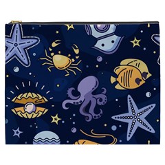 Marine Seamless Pattern Thin Line Memphis Style Cosmetic Bag (xxxl) by BangZart