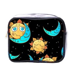 Seamless Pattern With Sun Moon Children Mini Toiletries Bag (one Side) by BangZart