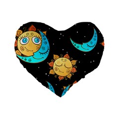 Seamless Pattern With Sun Moon Children Standard 16  Premium Flano Heart Shape Cushions by BangZart