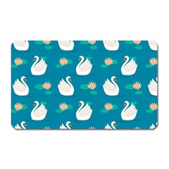 Elegant Swan Pattern With Water Lily Flowers Magnet (rectangular) by BangZart