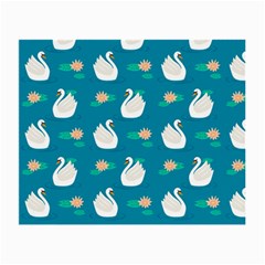 Elegant Swan Pattern With Water Lily Flowers Small Glasses Cloth by BangZart