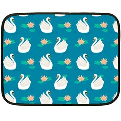 Elegant Swan Pattern With Water Lily Flowers Fleece Blanket (mini) by BangZart