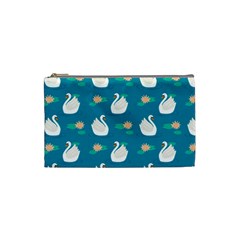 Elegant Swan Pattern With Water Lily Flowers Cosmetic Bag (small) by BangZart