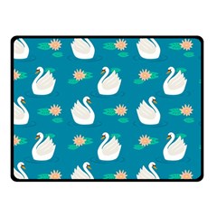 Elegant Swan Pattern With Water Lily Flowers Fleece Blanket (small) by BangZart