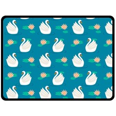 Elegant Swan Pattern With Water Lily Flowers Double Sided Fleece Blanket (large)  by BangZart