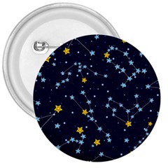 Seamless Pattern With Cartoon Zodiac Constellations Starry Sky 3  Buttons by BangZart