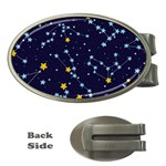 Seamless pattern with cartoon zodiac constellations starry sky Money Clips (Oval)  Front