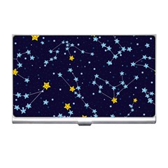 Seamless Pattern With Cartoon Zodiac Constellations Starry Sky Business Card Holder by BangZart