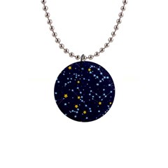 Seamless Pattern With Cartoon Zodiac Constellations Starry Sky 1  Button Necklace by BangZart