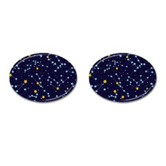 Seamless Pattern With Cartoon Zodiac Constellations Starry Sky Cufflinks (oval) by BangZart