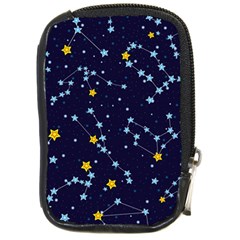 Seamless Pattern With Cartoon Zodiac Constellations Starry Sky Compact Camera Leather Case by BangZart