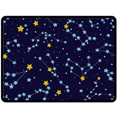 Seamless Pattern With Cartoon Zodiac Constellations Starry Sky Fleece Blanket (large)  by BangZart