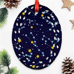 Seamless Pattern With Cartoon Zodiac Constellations Starry Sky Ornament (oval Filigree) by BangZart