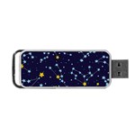 Seamless pattern with cartoon zodiac constellations starry sky Portable USB Flash (One Side) Front