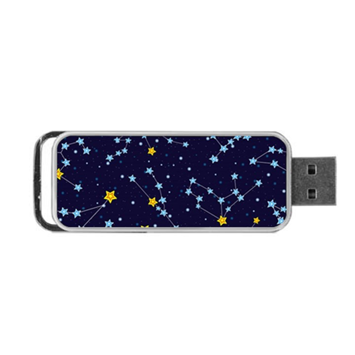 Seamless pattern with cartoon zodiac constellations starry sky Portable USB Flash (One Side)