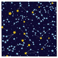 Seamless Pattern With Cartoon Zodiac Constellations Starry Sky Wooden Puzzle Square by BangZart