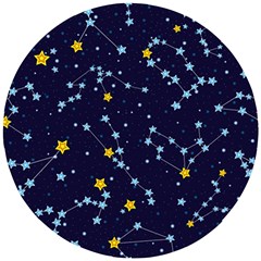 Seamless Pattern With Cartoon Zodiac Constellations Starry Sky Wooden Puzzle Round by BangZart