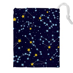 Seamless Pattern With Cartoon Zodiac Constellations Starry Sky Drawstring Pouch (5xl) by BangZart