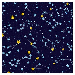 Seamless Pattern With Cartoon Zodiac Constellations Starry Sky Long Sheer Chiffon Scarf 