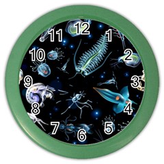 Colorful Abstract Pattern Consisting Glowing Lights Luminescent Images Marine Plankton Dark Background Color Wall Clock by BangZart