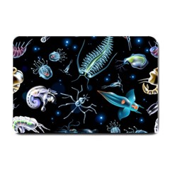 Colorful Abstract Pattern Consisting Glowing Lights Luminescent Images Marine Plankton Dark Background Small Doormat  by BangZart