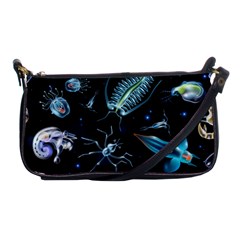 Colorful Abstract Pattern Consisting Glowing Lights Luminescent Images Marine Plankton Dark Background Shoulder Clutch Bag by BangZart