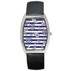 Seamless Marine Pattern Barrel Style Metal Watch by BangZart