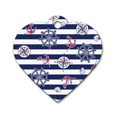 Seamless Marine Pattern Dog Tag Heart (two Sides) by BangZart