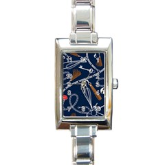 Chains Seamless Pattern Rectangle Italian Charm Watch by BangZart