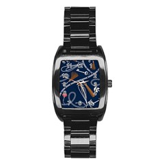 Chains Seamless Pattern Stainless Steel Barrel Watch by BangZart