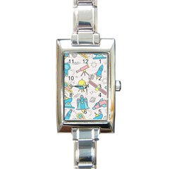 Cute Seamless Pattern With Space Rectangle Italian Charm Watch by BangZart