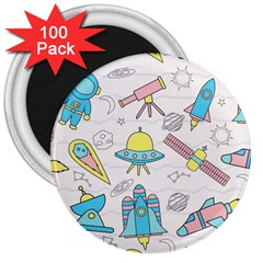 Cute Seamless Pattern With Space 3  Magnets (100 Pack) by BangZart