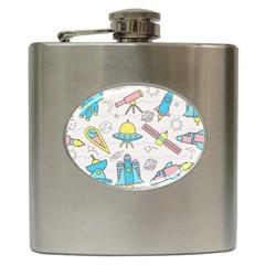 Cute Seamless Pattern With Space Hip Flask (6 Oz) by BangZart