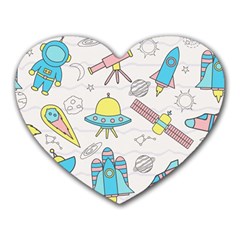 Cute Seamless Pattern With Space Heart Mousepads by BangZart