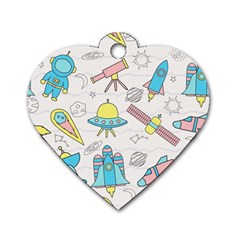 Cute Seamless Pattern With Space Dog Tag Heart (one Side) by BangZart