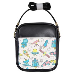 Cute Seamless Pattern With Space Girls Sling Bag by BangZart