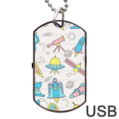 Cute Seamless Pattern With Space Dog Tag Usb Flash (two Sides) by BangZart