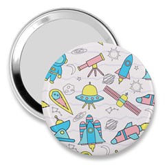 Cute Seamless Pattern With Space 3  Handbag Mirrors by BangZart