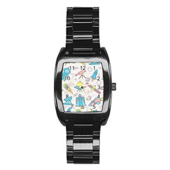 Cute Seamless Pattern With Space Stainless Steel Barrel Watch by BangZart