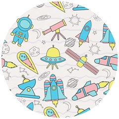 Cute Seamless Pattern With Space Wooden Puzzle Round by BangZart