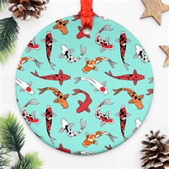 Pattern With Koi Fishes Ornament (round) by BangZart