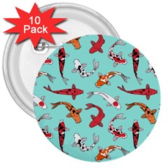 Pattern With Koi Fishes 3  Buttons (10 Pack)  by BangZart