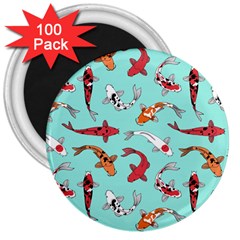 Pattern With Koi Fishes 3  Magnets (100 Pack) by BangZart