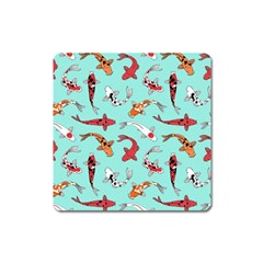 Pattern With Koi Fishes Square Magnet by BangZart