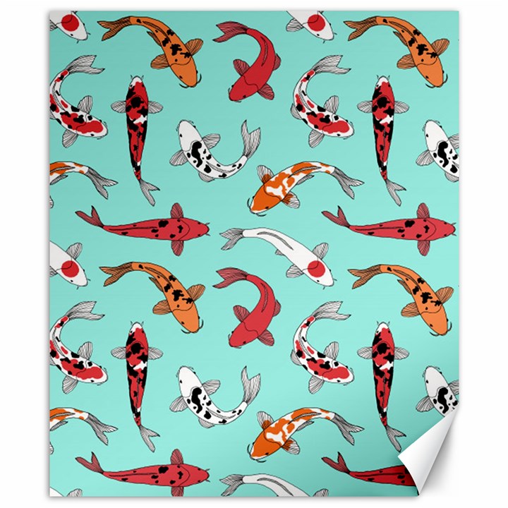 Pattern with koi fishes Canvas 8  x 10 