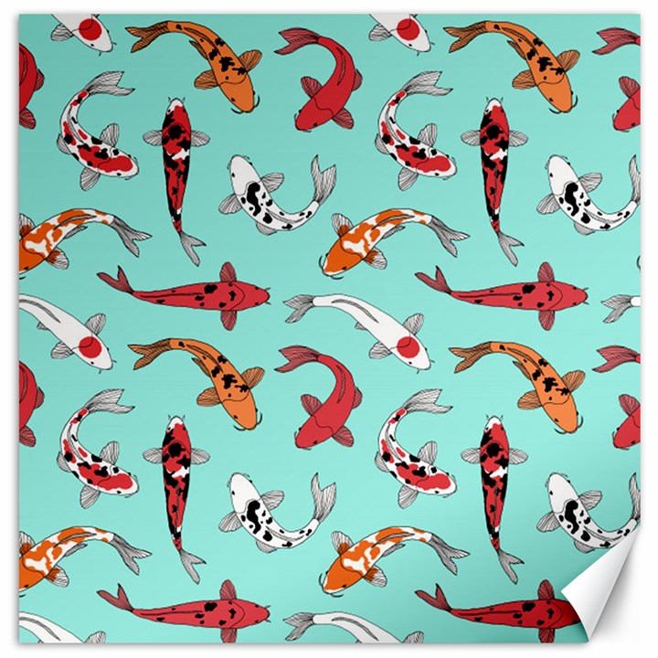 Pattern with koi fishes Canvas 12  x 12 