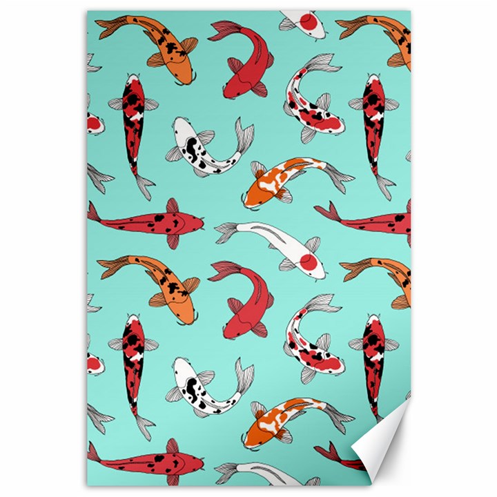 Pattern with koi fishes Canvas 12  x 18 