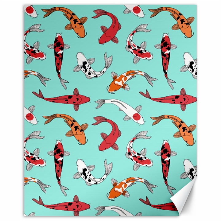 Pattern with koi fishes Canvas 16  x 20 