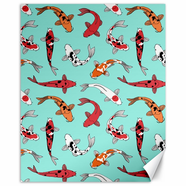 Pattern with koi fishes Canvas 11  x 14 